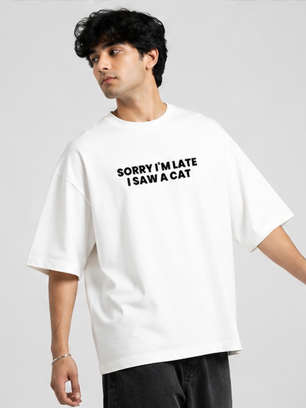 design_01_fullframe_600x800_300dpi Sorry I'm Late, I Saw a Cat Oversized T-Shirt